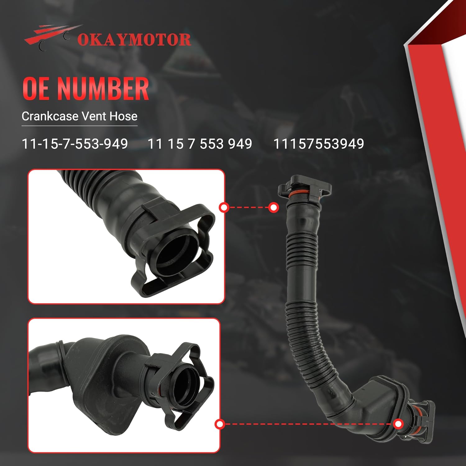 Crankcase Vent Hose for BMW 535i 135i 335i xDrive Z4 3.0L 11157553949 11 15 7 553 949