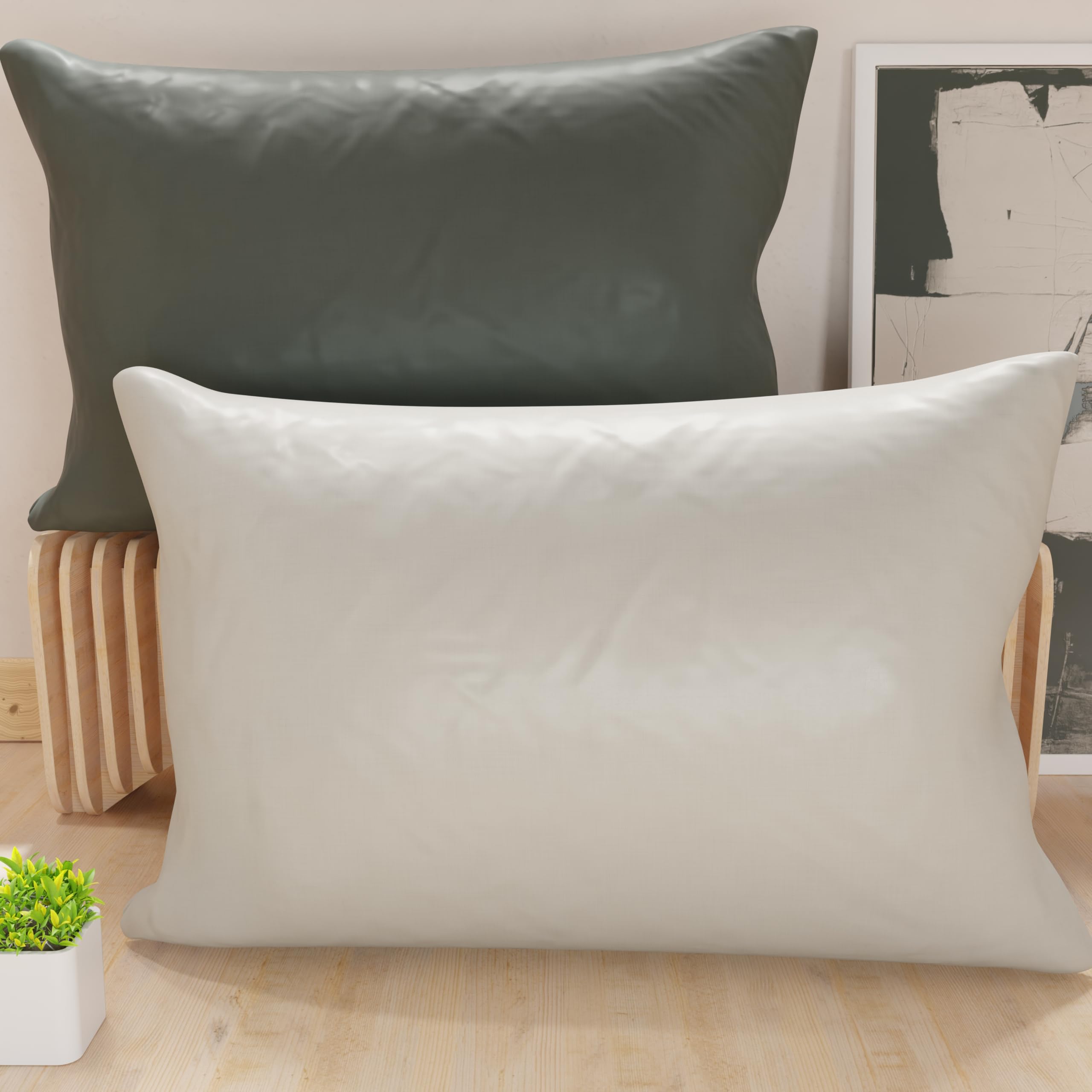 PETTI Artigiani Italiani - Paar Kissenbezüge 70 x 50 cm aus Mikrofaser, Dekokissen für Schlafzimmer, Sofa, Set mit 2 Kissenbezügen, doppelseitiger Kissenbezug Hellgrau und Dunkelgrau