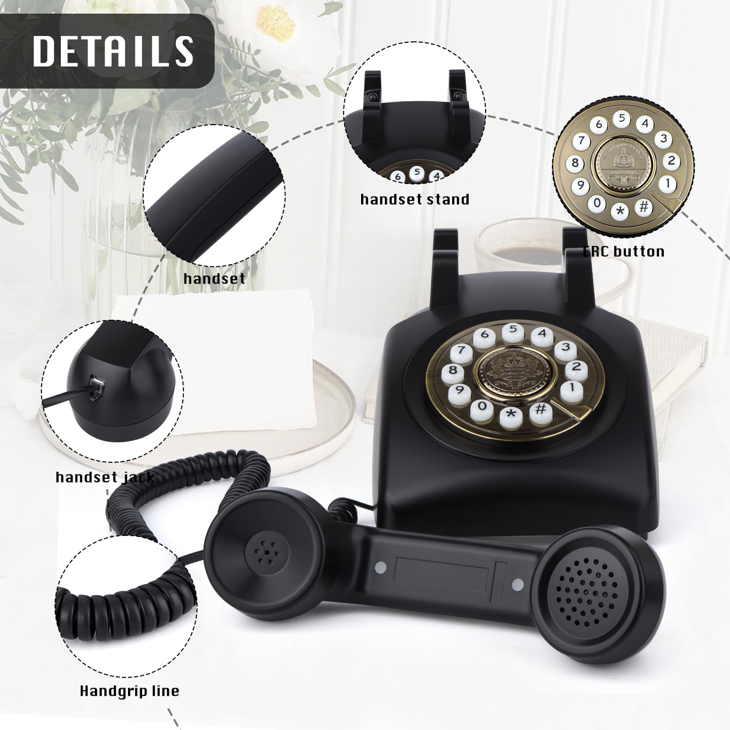 Audio-Gästebuch Hochzeitstelefon, FESTRING Retro Audio-Gästebuch,Schwarz | Hochwertige Audioaufnahmen im Gästebuch, Vintage-Schwarz-Dekor für Hochzeit, Geburtstag, Abschluss, Babyparty & Rentenfeier