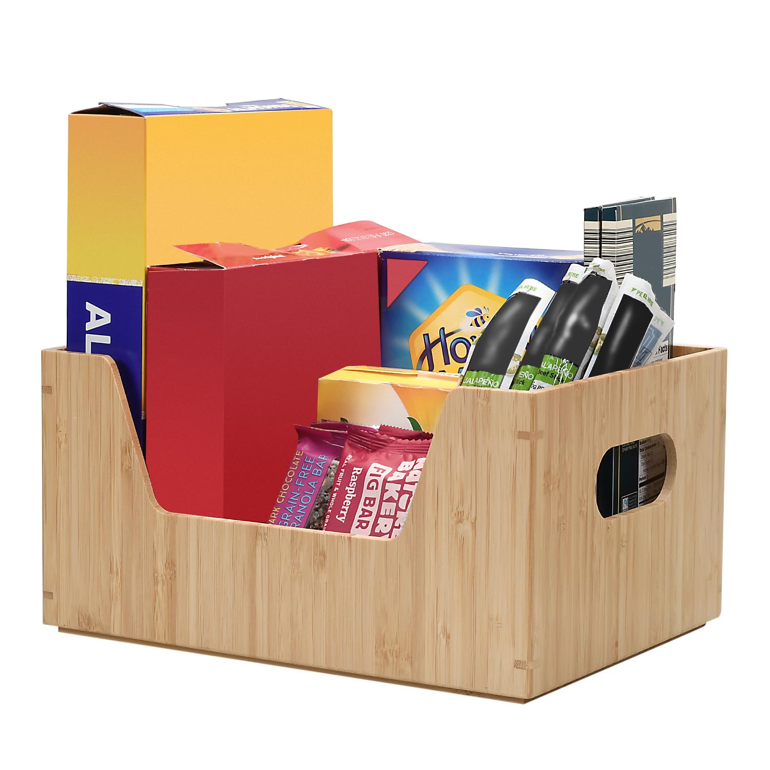 Amazon.com: MobileVision 竹製收納盒,附前開式可堆疊收納箱