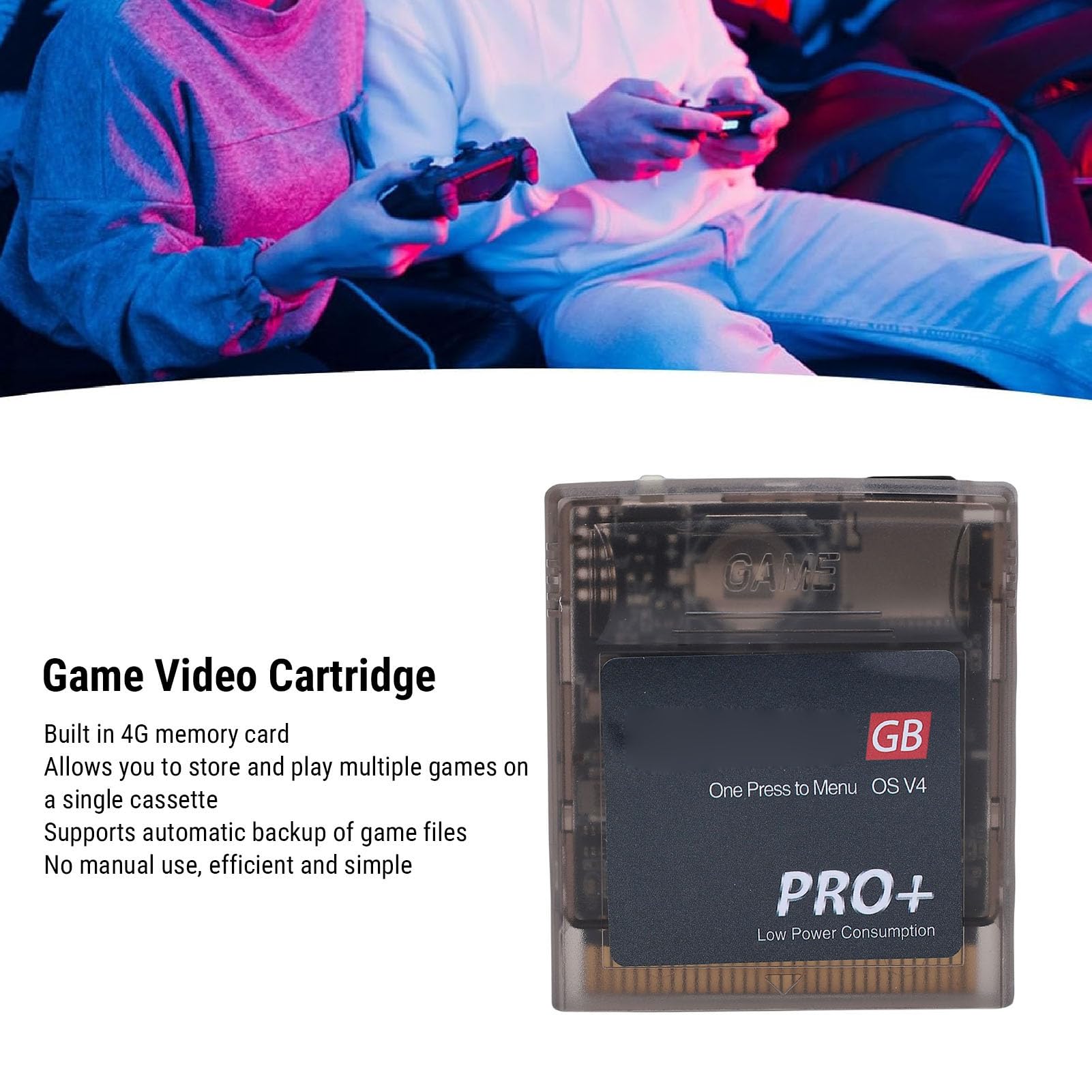 Sxhlseller Cartouche Flash Gameboy, Cartouche Multi-jeux 1000 en 1 avec Carte Mémoire 4G, économie D'énergie Automatique, Compatible avec les Consoles GB GBC, Prend en Charge MBC1 MBC2 MBC3 (Gris