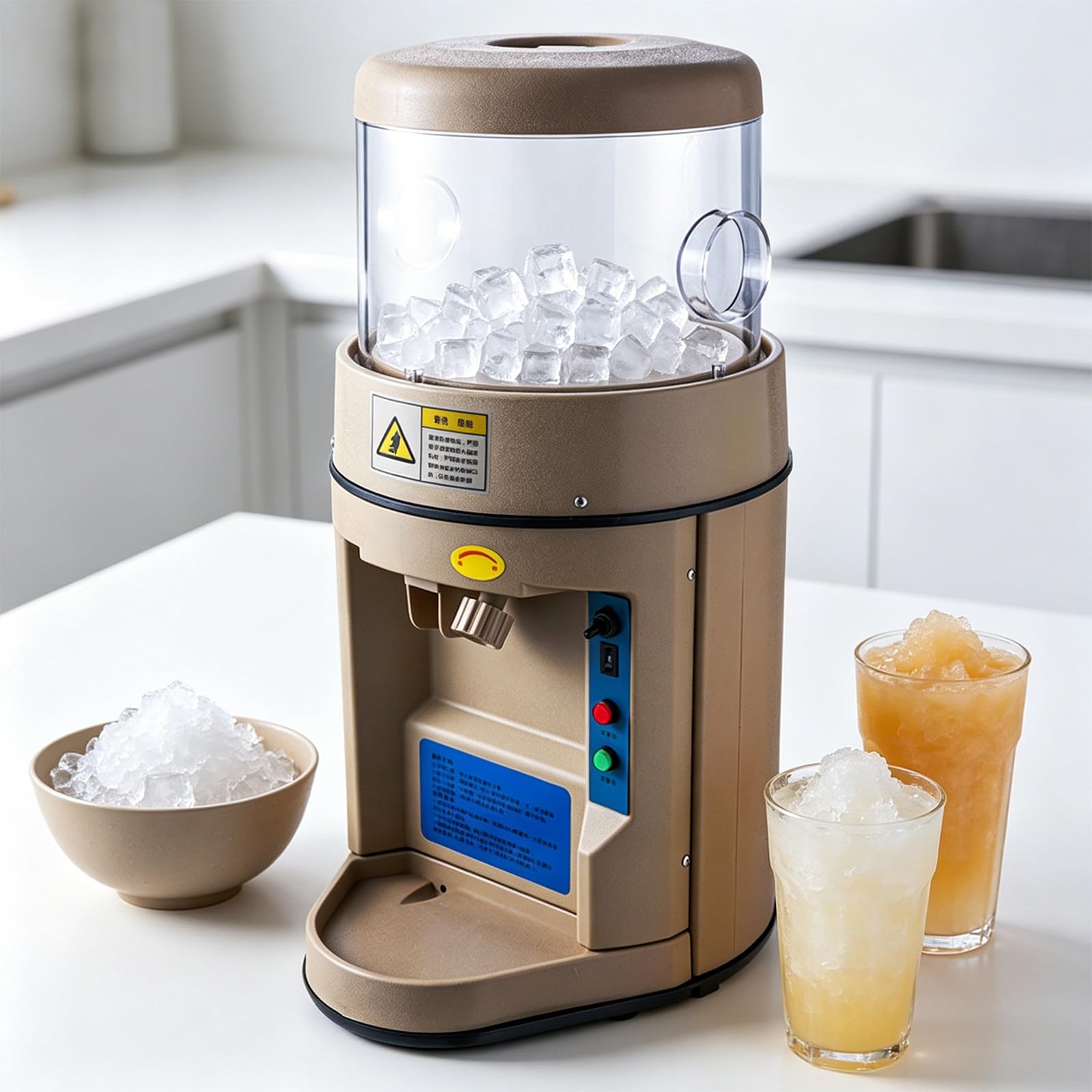 Crushed Ice Für Cocktails, Eismaschine, Klinge Aus Aluminiumlegierung Und Einstellbarer Mahlgrad, Für Kleine Eiswürfel Bis Zu 3 X 3 cm, Mit Portionstaste, Für Sushi Und Meeresfrüchte