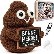 Patatoche Original | Crotte Bonne Chance Connectée | Cadeau Humour & Porte-Bonheur | Examen, Permis, Collègue, Ami | Tricot Fait Main | Déco Marrante | Message de Chance NFC