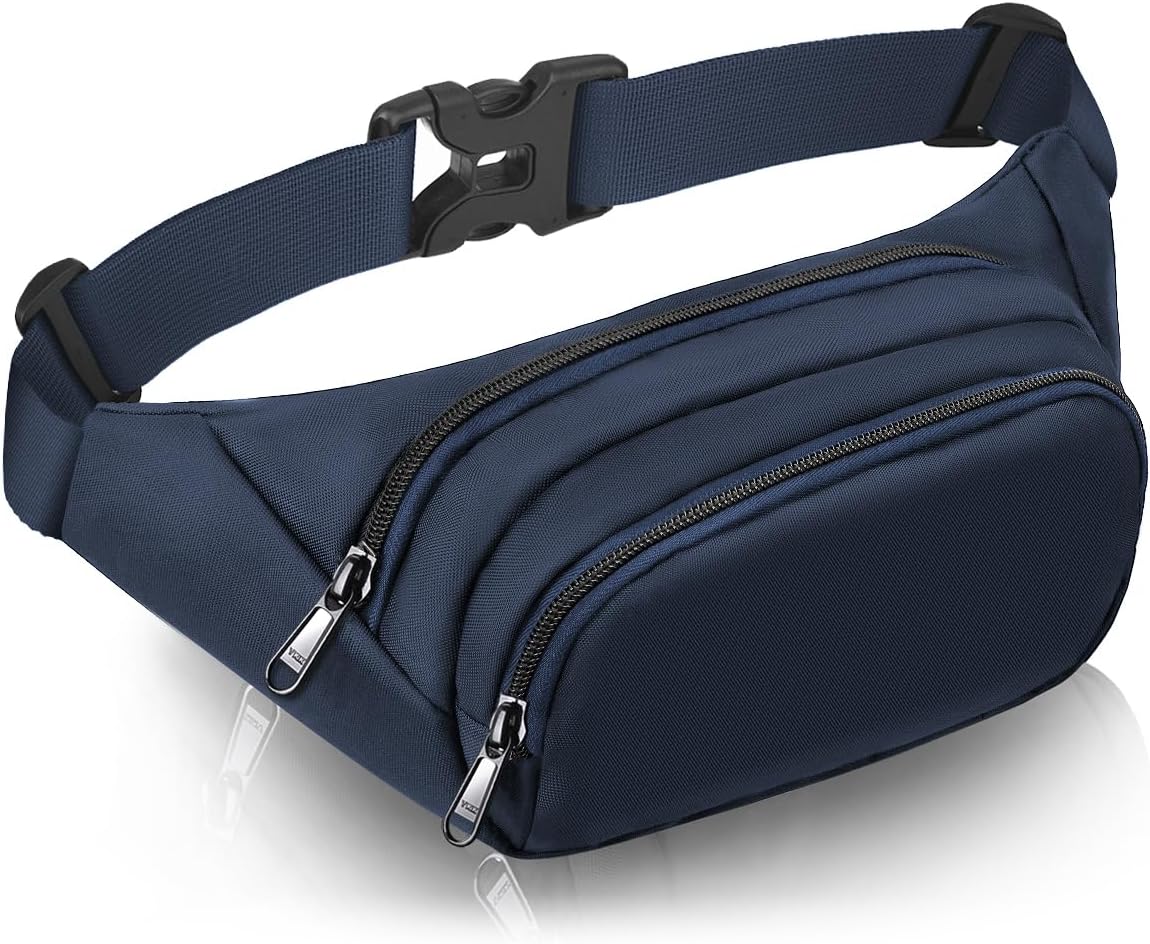 Large Fanny Pack for Women Men - Syican Waist bag with 3-Zipper Pockets, Gifts for Enjoy Sports Traveling Workout Casual Hands-Free crossbody bags Fits MAX 7.9'' iPad & 6.6'' Phone