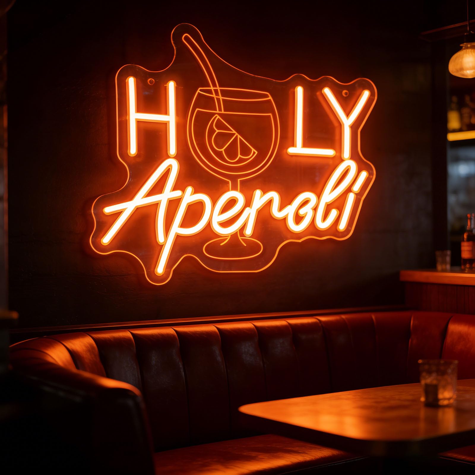 Holy Aperoli Cocktail LED Light Dimmable Orange Holy Aperoli Neon Sign USB Powered for Cocktail Bar Italian Restaurant Birthday Party Pop-Up Shop (5V 15"x13")