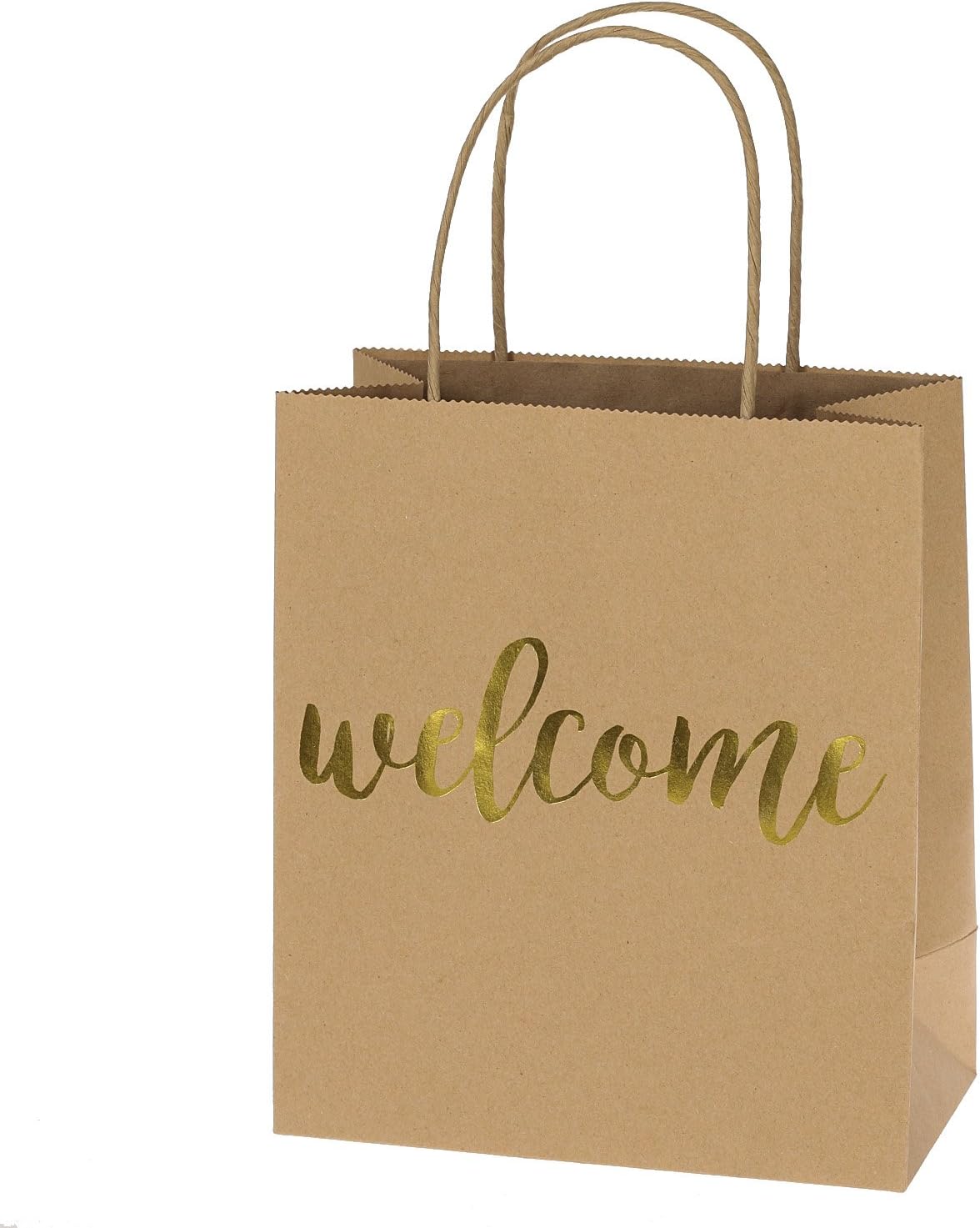 Ling's moment Set of 25 Kraft Paper Gold Gift Bags