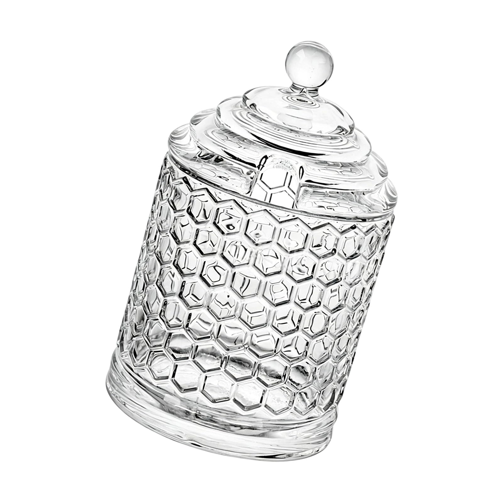 Visible Glass Syrup Server for Tea Station Setup, Lidded Honeycomb Jar with Rest Opening for Syrup and Breakfast Table Use At Home Glass Jar Clear Condiment Honeycomb Dipper Rest Opening Breakfast Tea