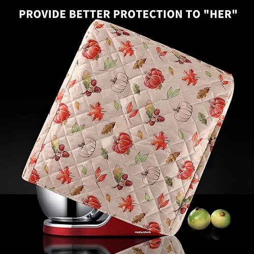 Miniatura 6 de Funda para batidora de pedestal, diseño hojas de arce y calabazas, compatible con batidoras KitchenAid y Hamilton de 5 a 8 cuartos de galón,