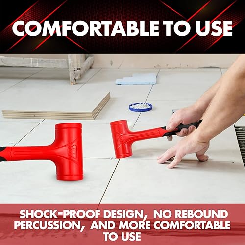 Miniatura 7 de YIYITOOLS Martillo de golpe muerto, 27 onzas (1.5 libras), rojo y negro, diseño a prueba de golpes, sin rebote, herramientas de maquinista, agarre