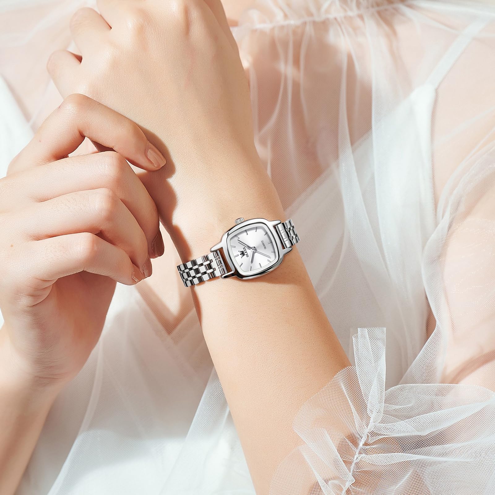 OLEVS Damen Armbanduhr Silber Elegant Gold Edelstahl Wasserdicht Quarzuhr | Silber Edelstahl Uhr Damen Analog Quarzuhr,Kleines Gesicht Wasserdicht Kleid Uhr Damen,Gold Freizeit Stylish Damenuhr