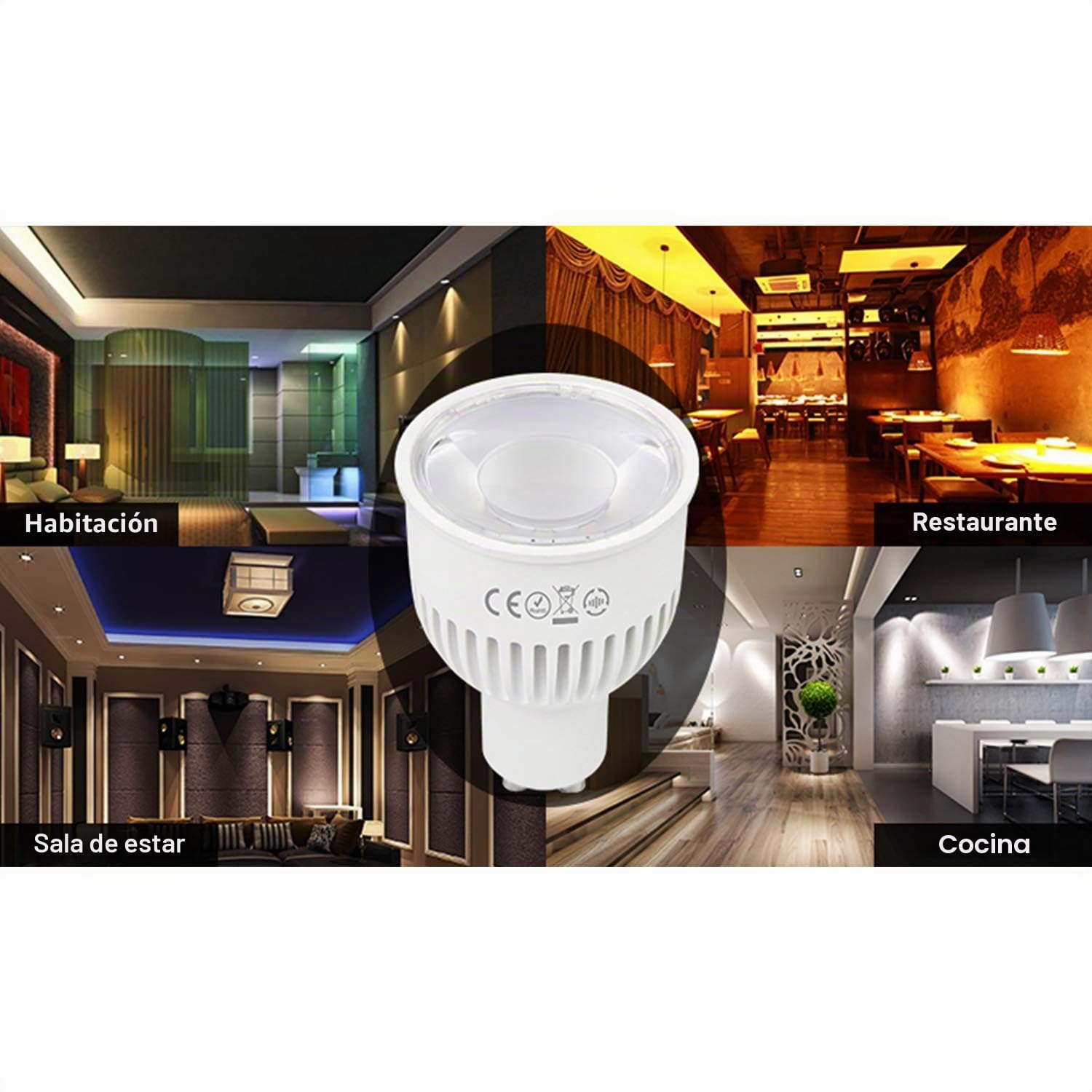 LIGHTEU®, Milight Miboxer 4x 6W GU10 RGB + CCT Cambio de color del foco LED y CCT WW CW Temperatura ajustable con un control remoto (4x FUT106 + FUT092)