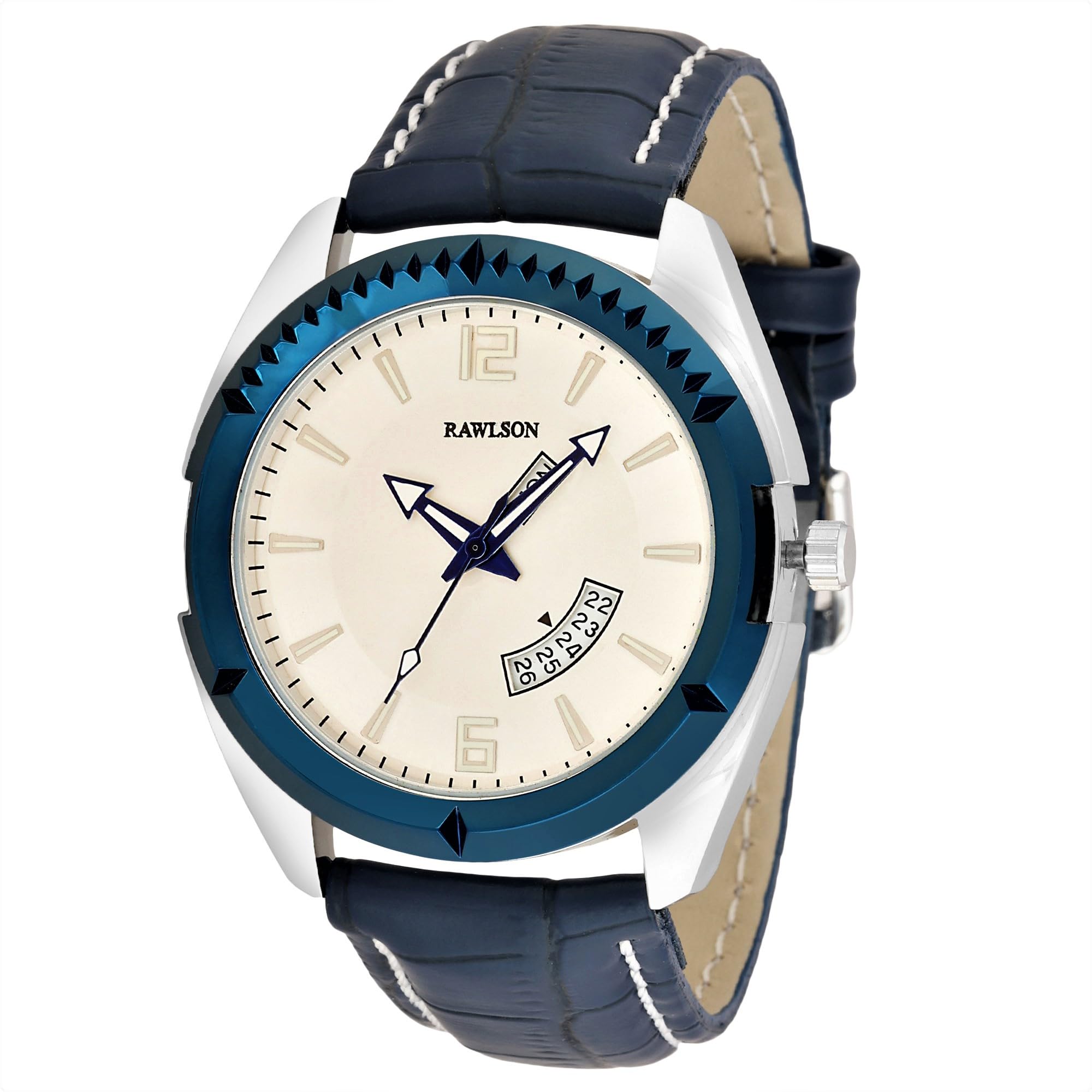 Rawlson Silver Color Blue Leather Strap Premium Watch for Men RL121004 (B0BY6TBHL7) Amazon Price History, Amazon Price Tracker