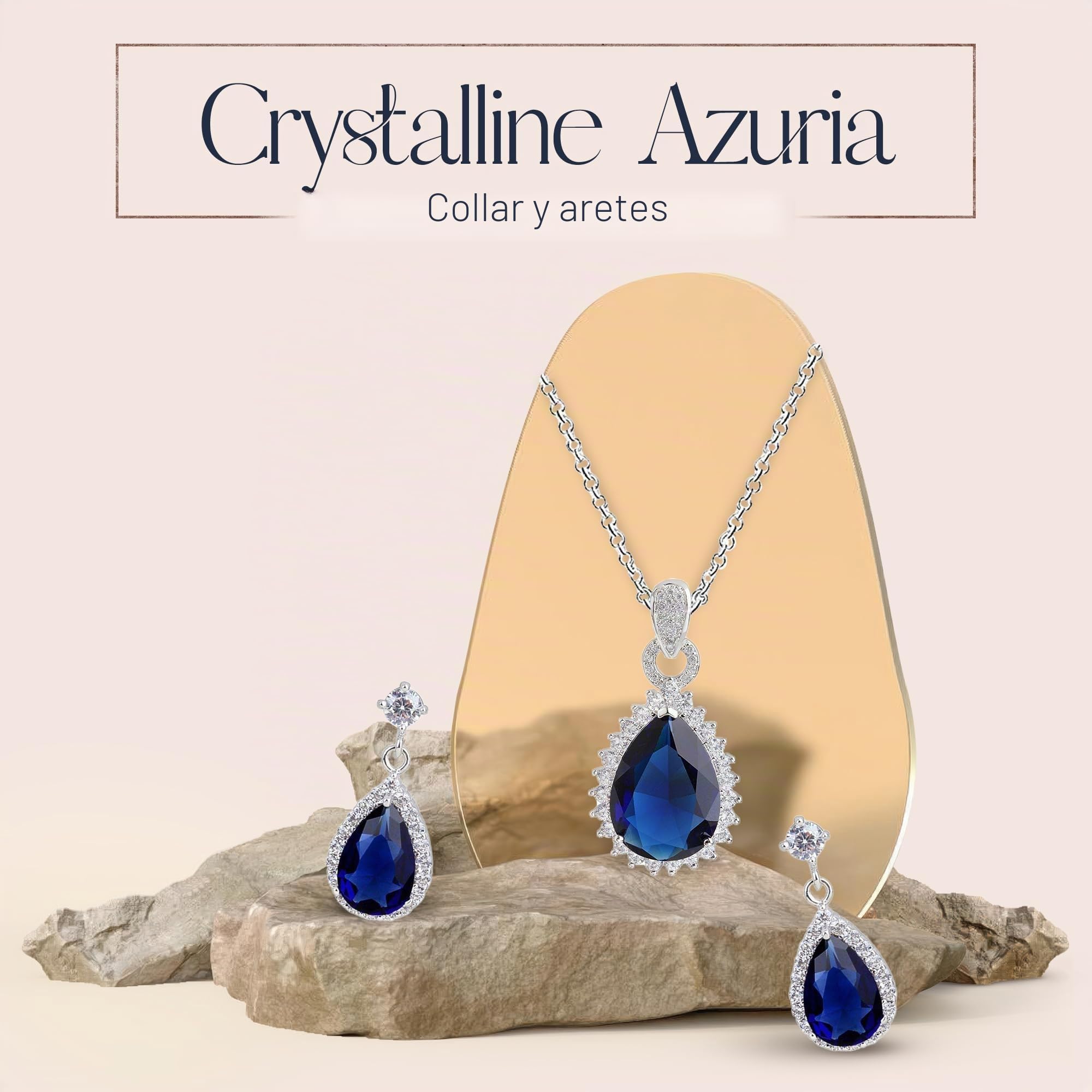 Crystalline Azuria Juegos de Joyas Lágrima para Mujeres y Niñas Joyería Boda Juegos de Joyas con Collar y Pendientes para Esposa Novia