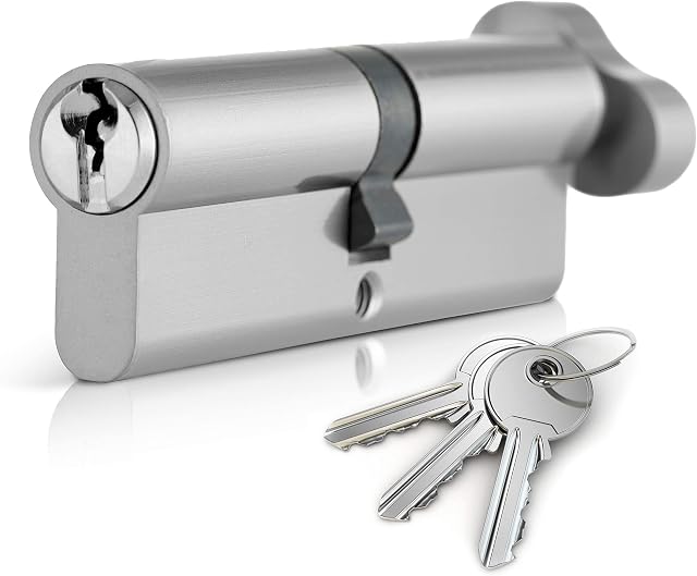 XFORT® Chrome 50T/50 Thumb Turn Euro Cylinder Lock (100mm), Euro Door Barrel Lock with 3 Keys, Anti-Bump, Anti-Drill, Anti-Pick Door Lock with Key, High Security for Wooden, UPVC and Composite Doors.