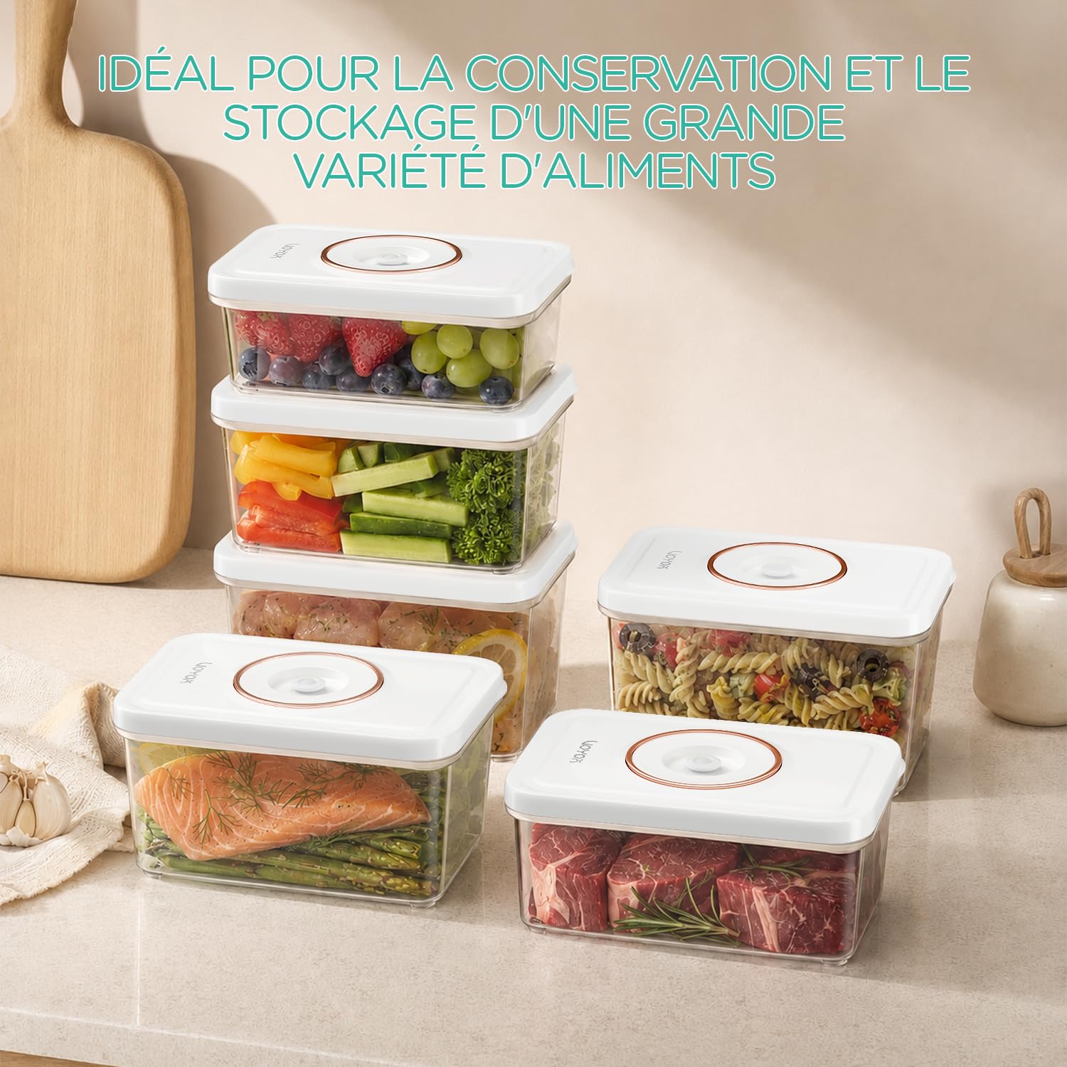 VOYOR Set 3 Boîtes Sous Vide Alimentaires S/M/L, Réutilisables VS310