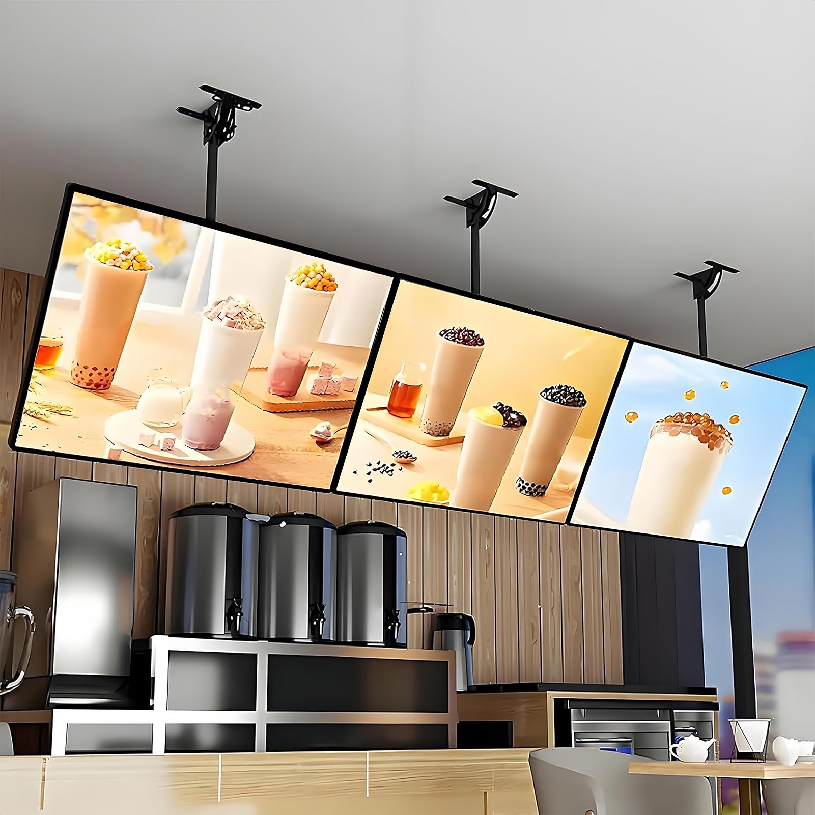 HJZALMI LED Menü Leuchtkasten Mit Teleskopstange, 40x60cm | Led Beleuchteter Plakatrahmen, hinterleuchtete Menütafel, beleuchtetes Vielseitiges Werbedisplay Für Cafés, Getränkeläden