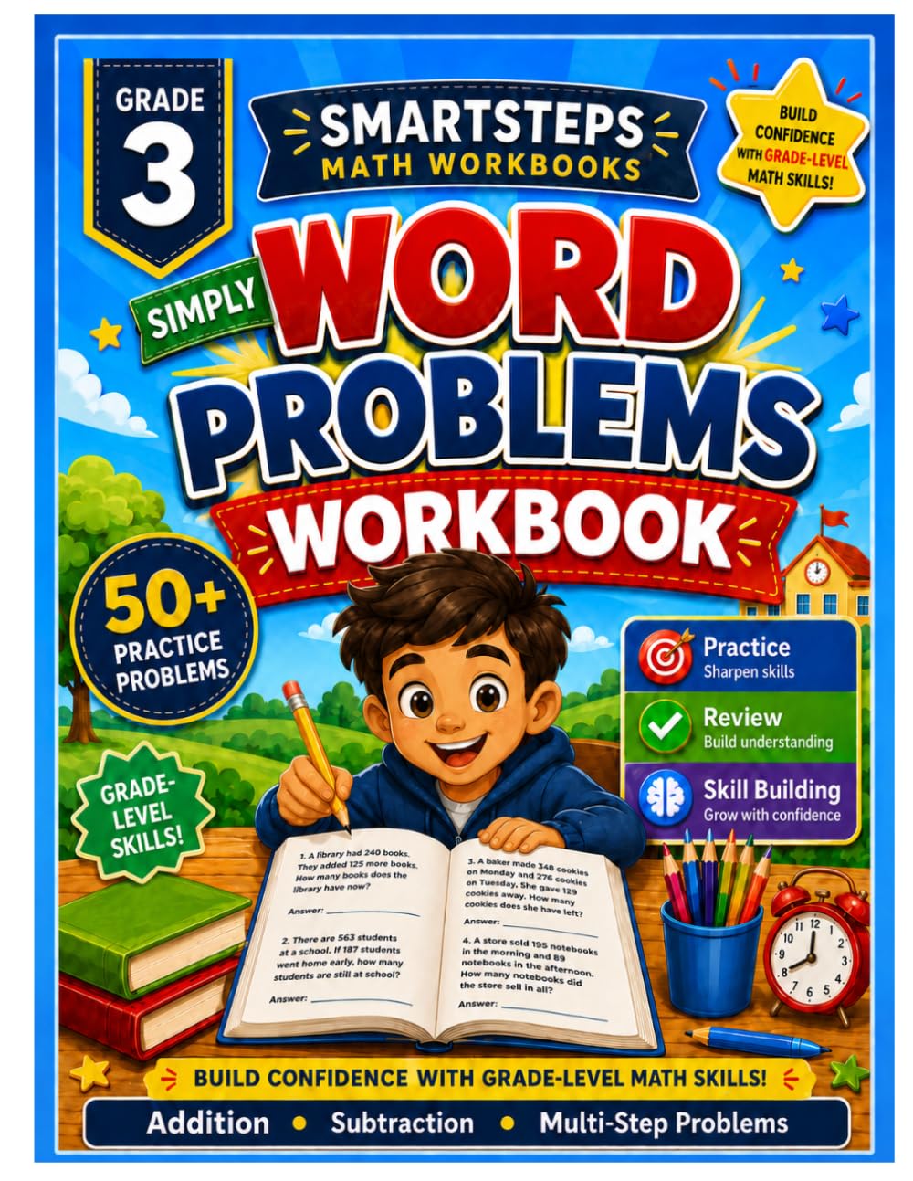 3rd Grade Math Word Problems Workbook: Build Confidence with Addition, Subtraction, Multiplication & Fractions