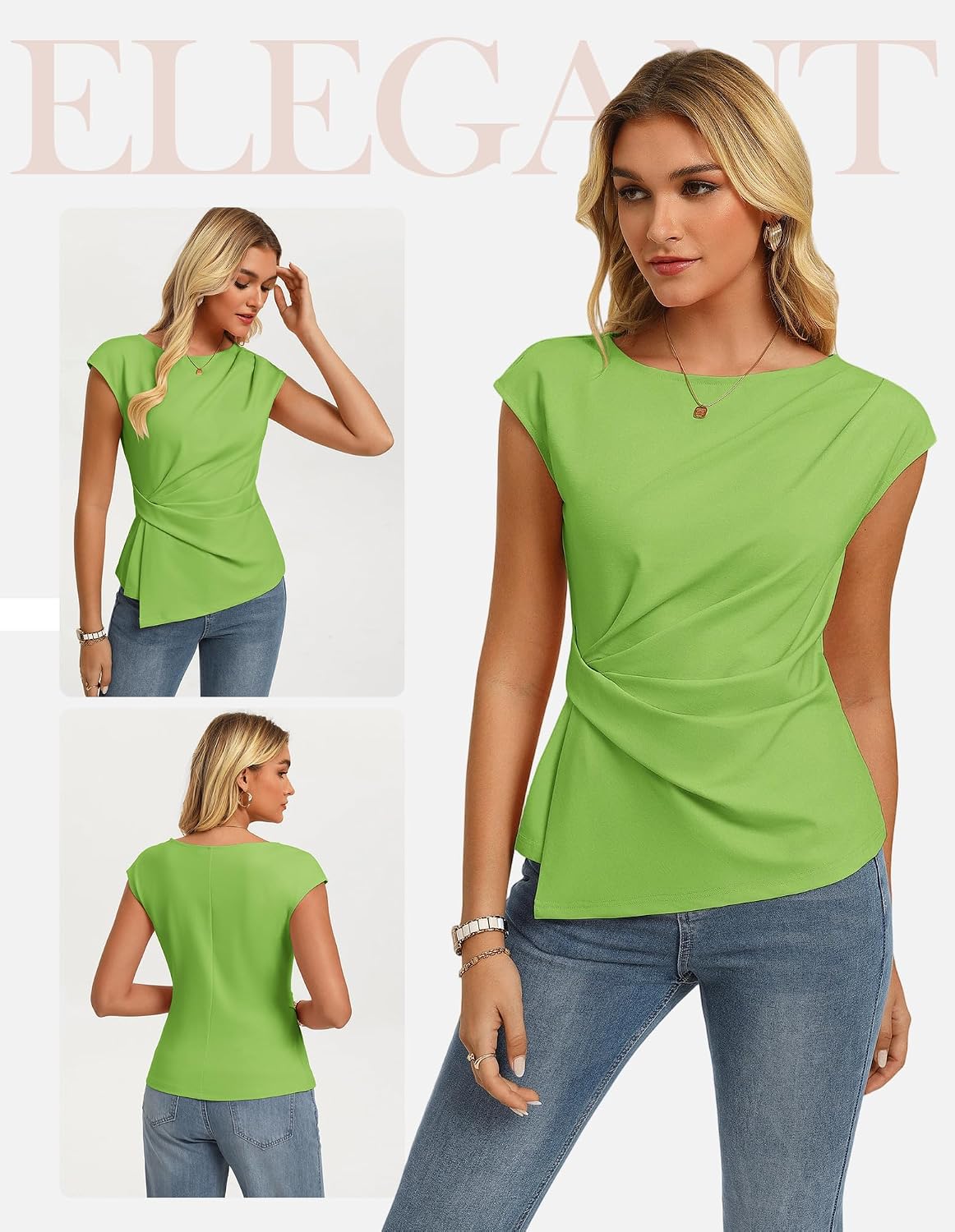 GRACE KARIN Womens 2026 Spring Short Sleeve Tops, Dressy Casual Peplum Shirts Outfit, Tunic Blouses Trendy Fashion Clothes thumbnail