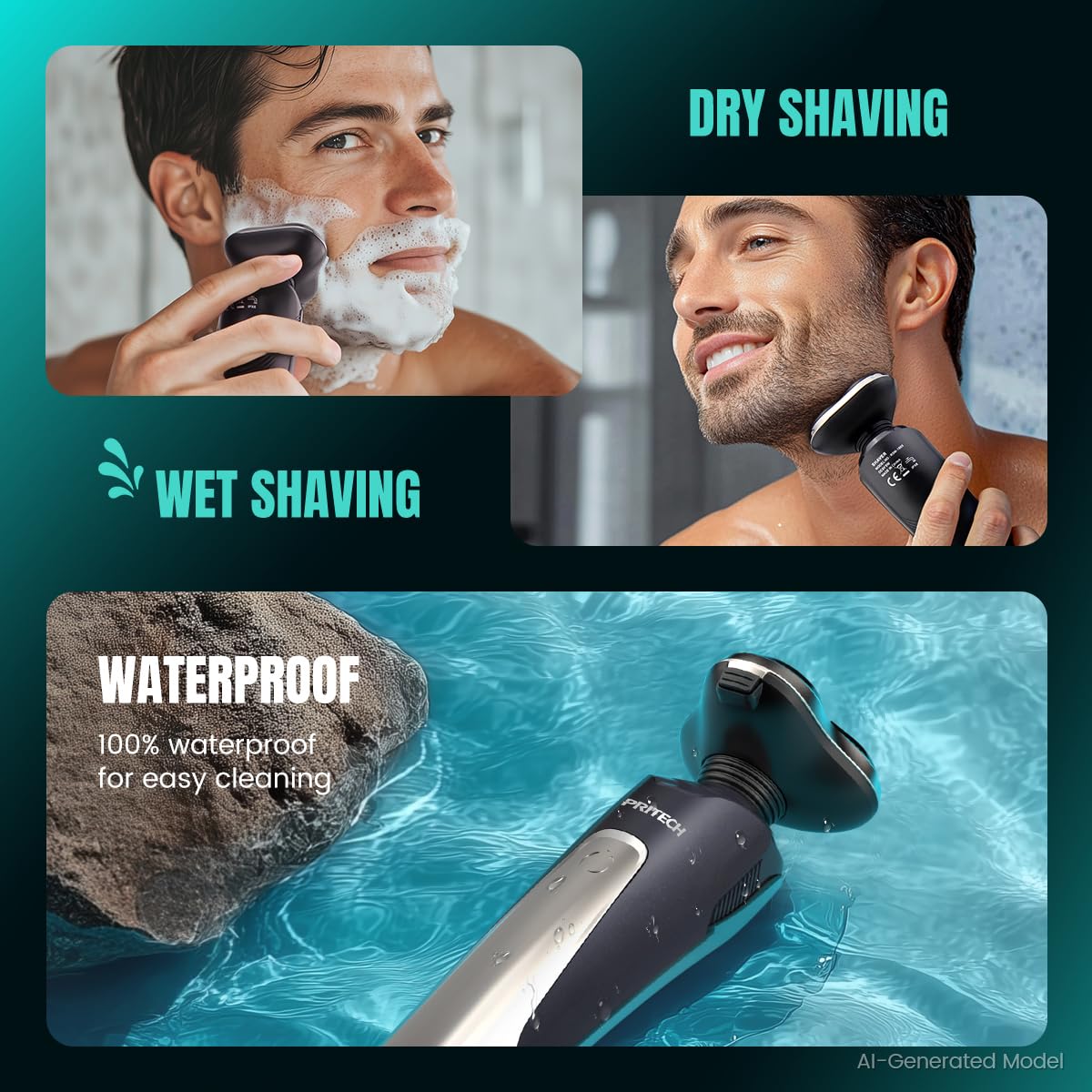 PRITECH Rotary Electric Shaver for Men