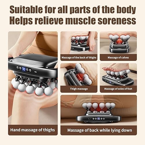 Miniatura 8 de Pistola de masaje de tejido profundo de 20 cabezas con 3 modos y 30 niveles de velocidad, masajeador muscular de percusión silenciosa, presión de