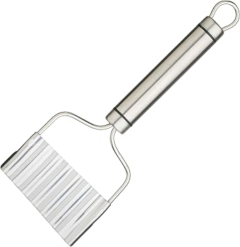 KitchenCraft Professional Stainless Steel Crinkle Chip Cutter, 21 x 8 cm 8.5" x 3", Silver