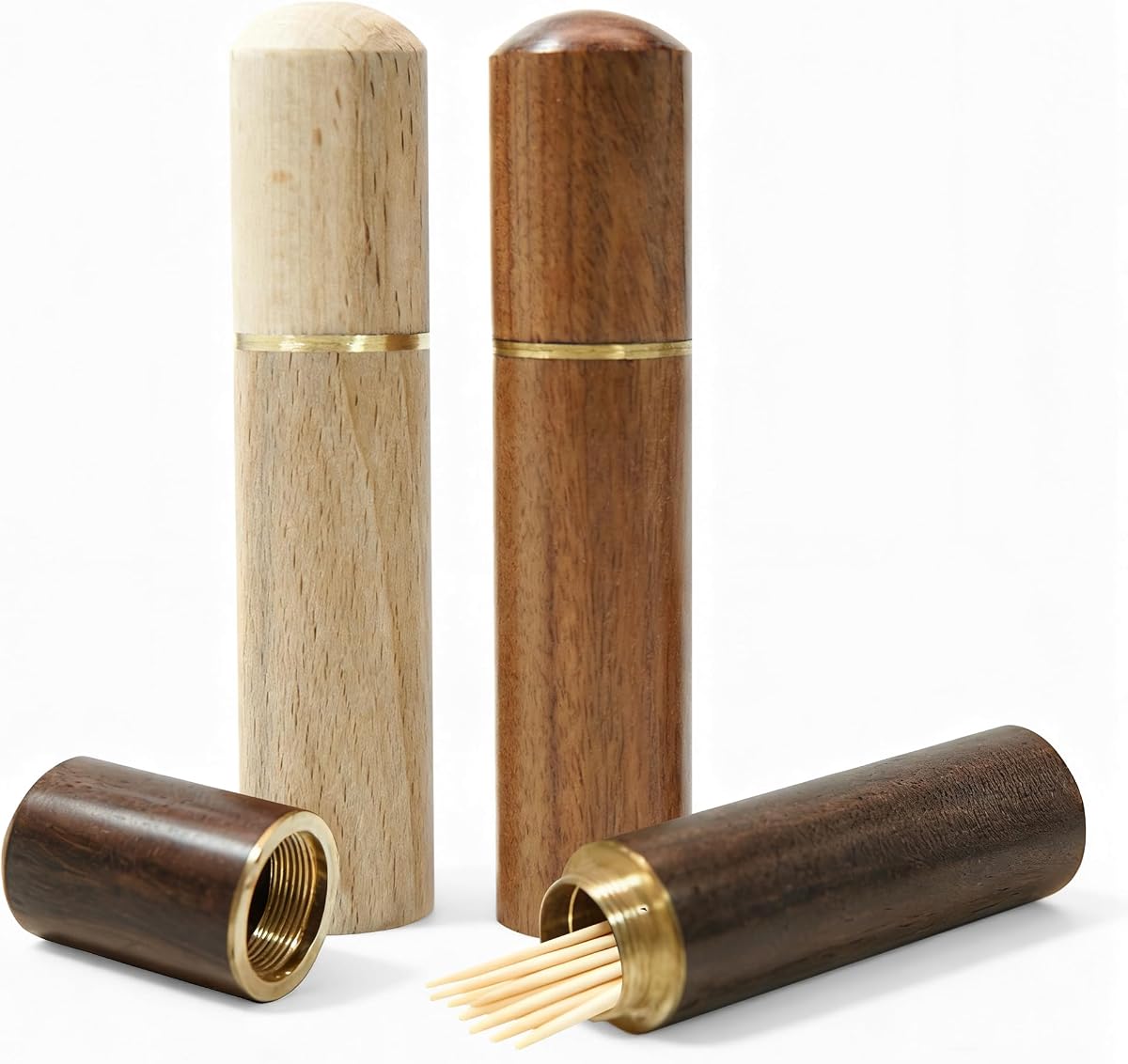 3 Piezas Porta Palillos de Madera Estuche Portátil para Palillos Mini Porta Agujas de Coser de Madera para Almacenamiento Aguja Palillo de Dientes Cuentas Hisopo de Algodón y Otros Objetos Pequeños
