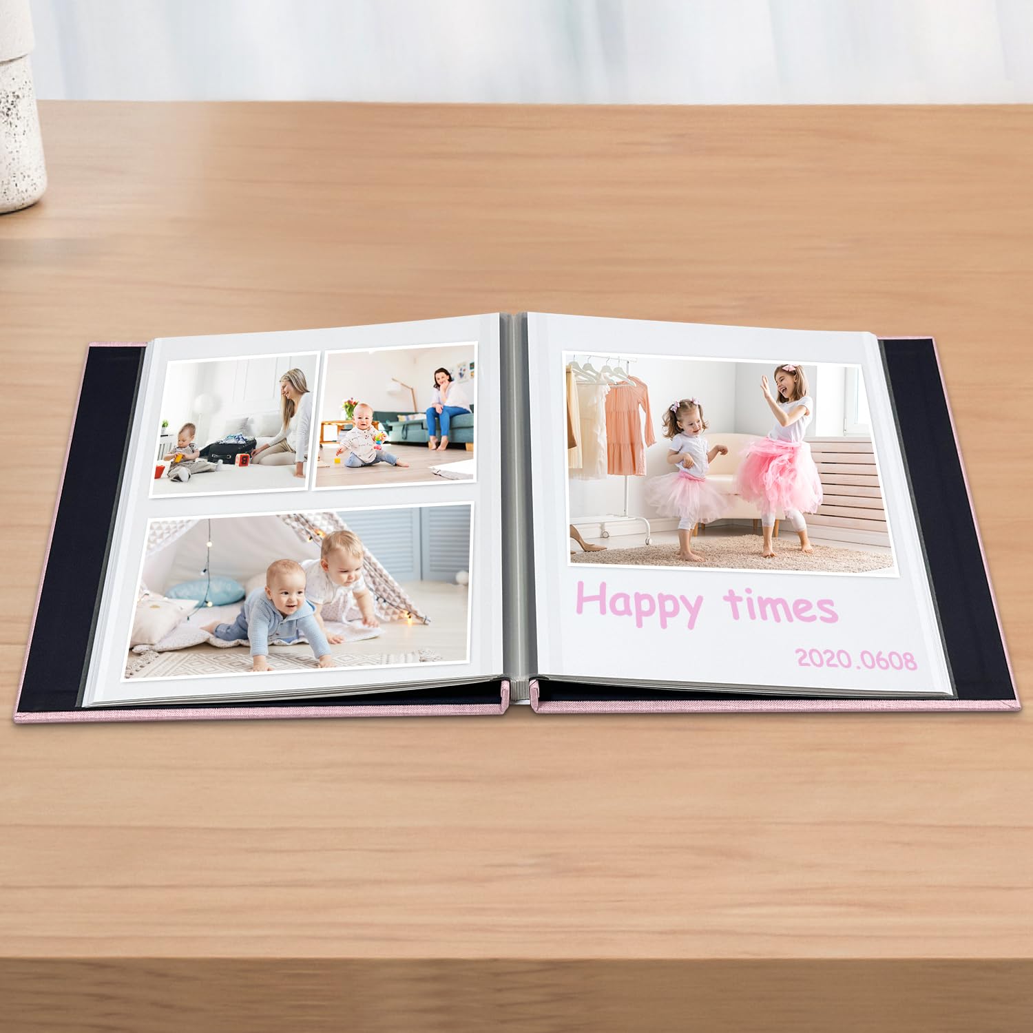 Álbum de fotos con capacidad para fotos de 4 x 6, 5 x 7 y 8 x 10 pulgadas, páginas autoadhesivas para bebés, bodas, viajes y recuerdos familiares, incluye bolígrafo metálico y raspador/libro de