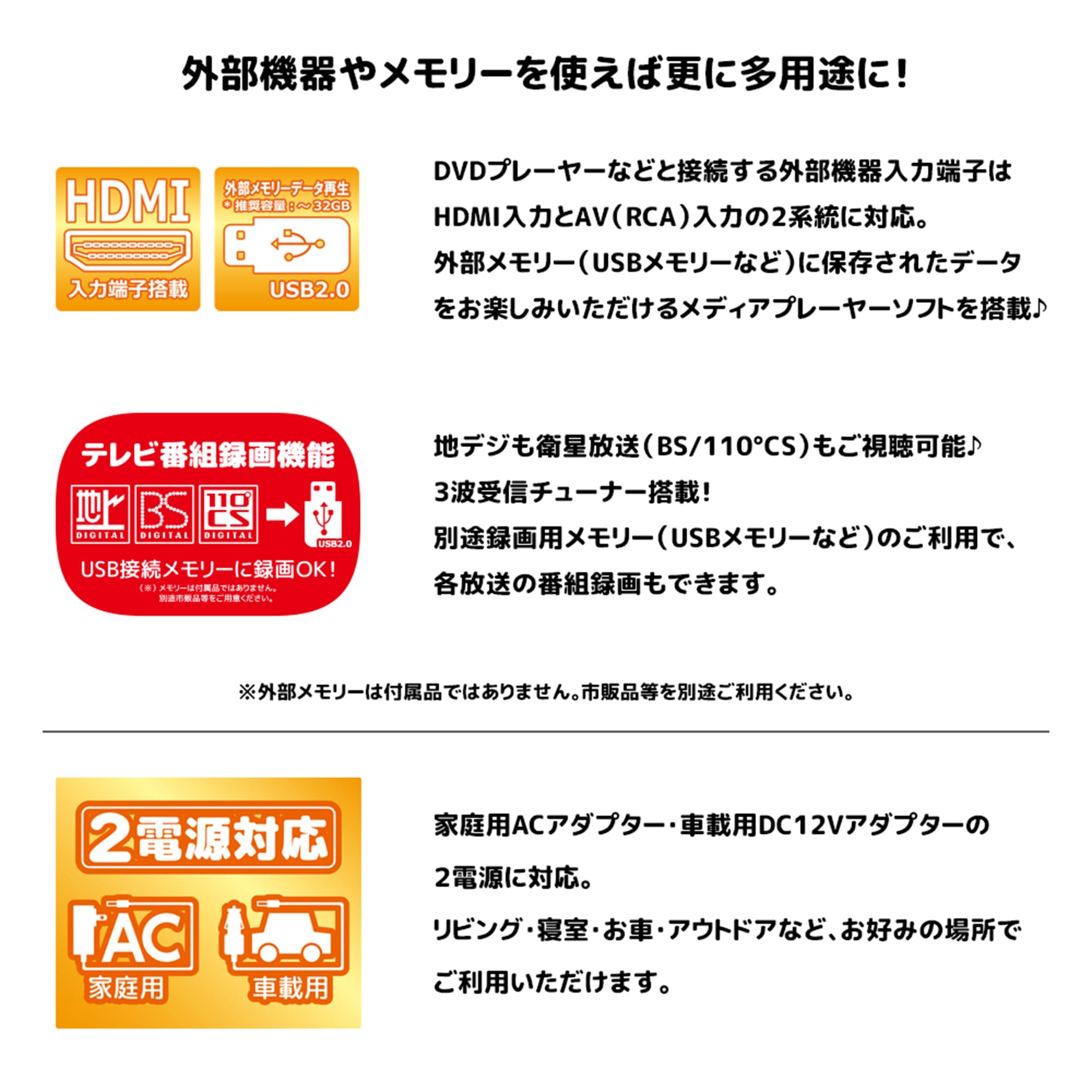 Amazon | OVERTIME 10.1型 地上・BS・CSチューナー搭載 録画機能付き