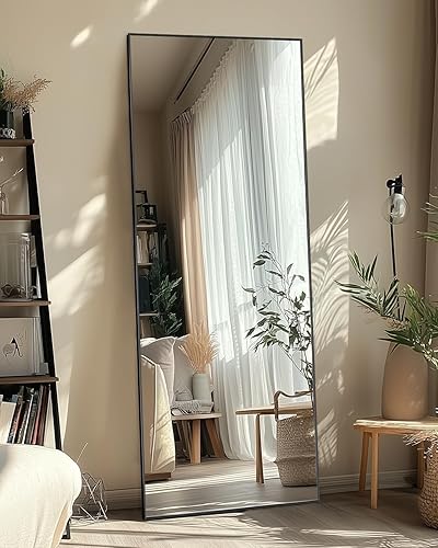 Antok Espejo de longitud completa, 59 x 18 pulgadas, espejo de pie independiente de cuerpo completo con soporte para dormitorio, montado para colgar