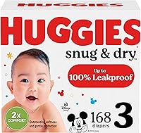 Vista 1 de Huggies Size 3 Diapers, Snug & Dry Baby Diapers, Size 3 (16-28 lbs), 168 Count, Packaging May Vary