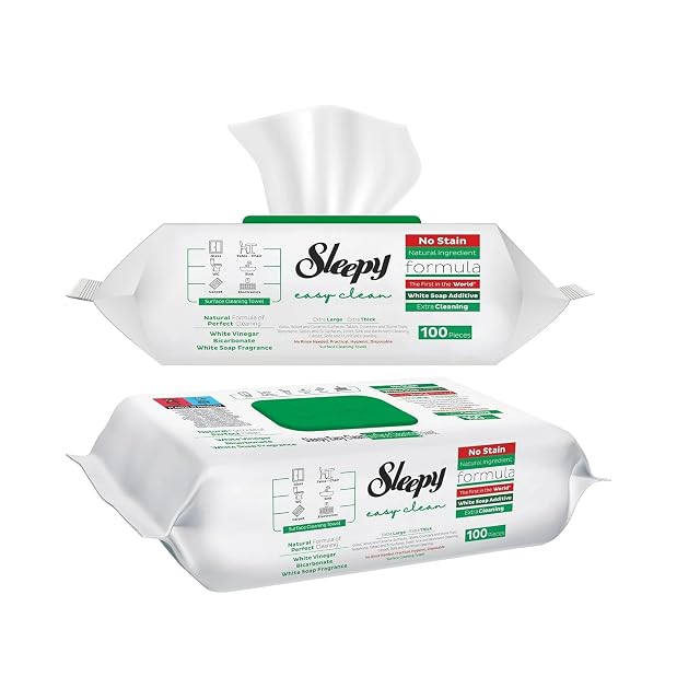 Sleepy Pack of 2 3 and 6 Easy Clean All Purpose Cleaning Wipes White Vinegar and Baking Soda