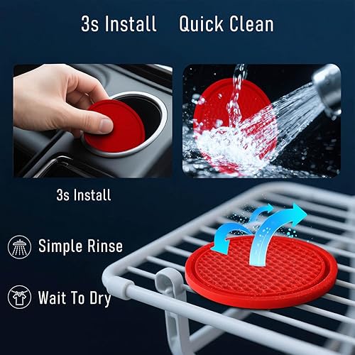 Miniatura 6 de Portavasos para automóvil, paquete de 4 unidades, antideslizante y a prueba de golpes, inserto de goma de PVC flexible para automóvil, camión, SUV,