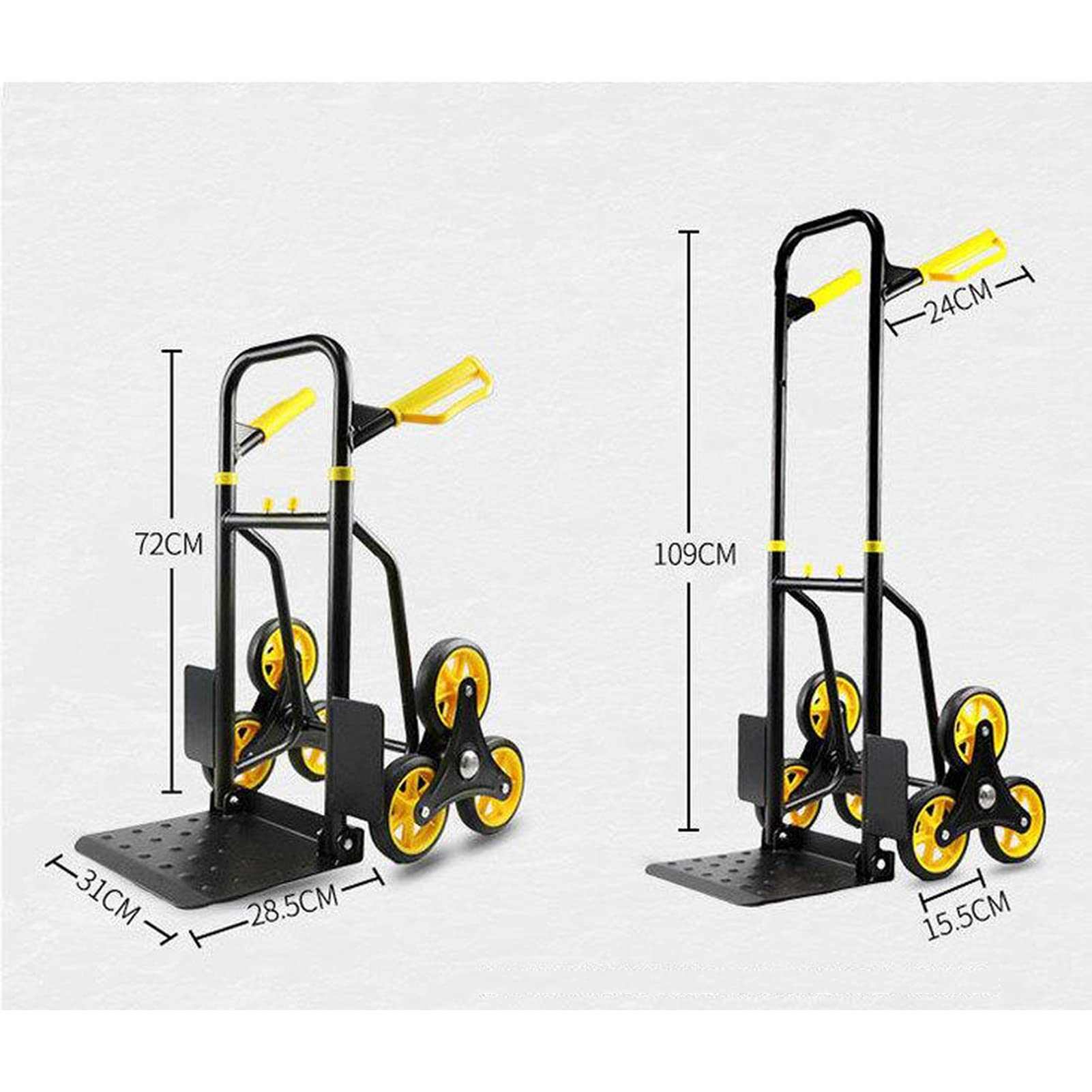 Carrelli a Mano HUA Carrello Pieghevole per Carichi Pesanti, Carrello Saliscale con 6 Ruote in Gomma Antiusura, capacità di Carico di 200 kg, per Merci Pesanti, Traslochi, Trasporti Industriali