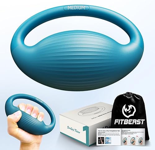 Miniatura 9 de Pelotas de ejercicio para manos FitBeast - 3 niveles de resistencia, bolas antiestrés para adultos, bolas para apretar para terapia de manos, Juego