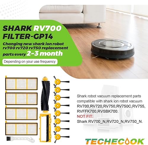 Miniatura 7 de Accesorios de repuesto para robot Shark ION de Techecook-Compatible con piezas de repuesto de iones de tiburón RV700, RV720, RV750, RV750C, RV755,
