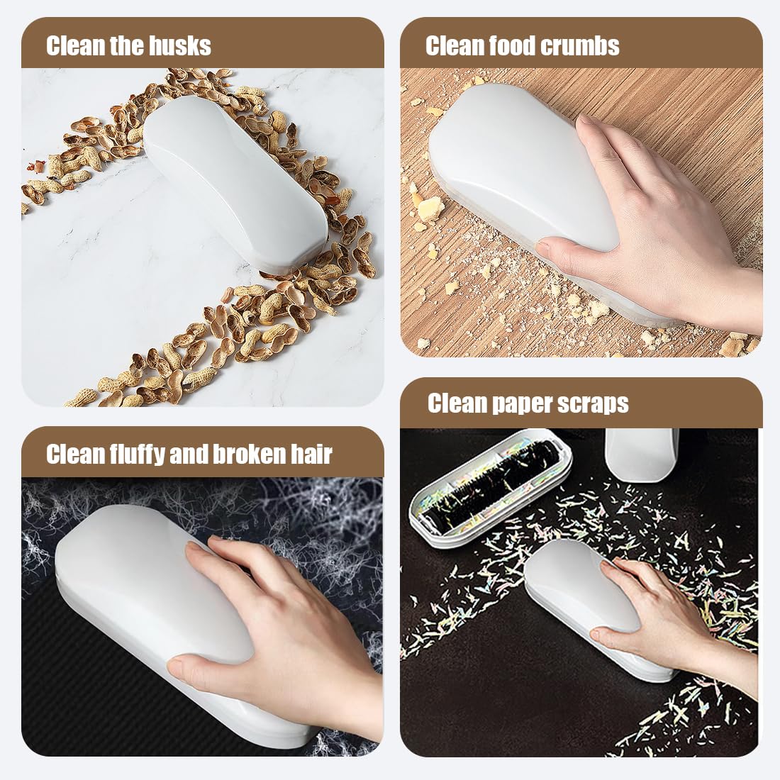 NHQZ 1 Pezzo Raccogli Briciole Manuale Professionale da Tavolo, Spazzola Forte Pulente, Bianco