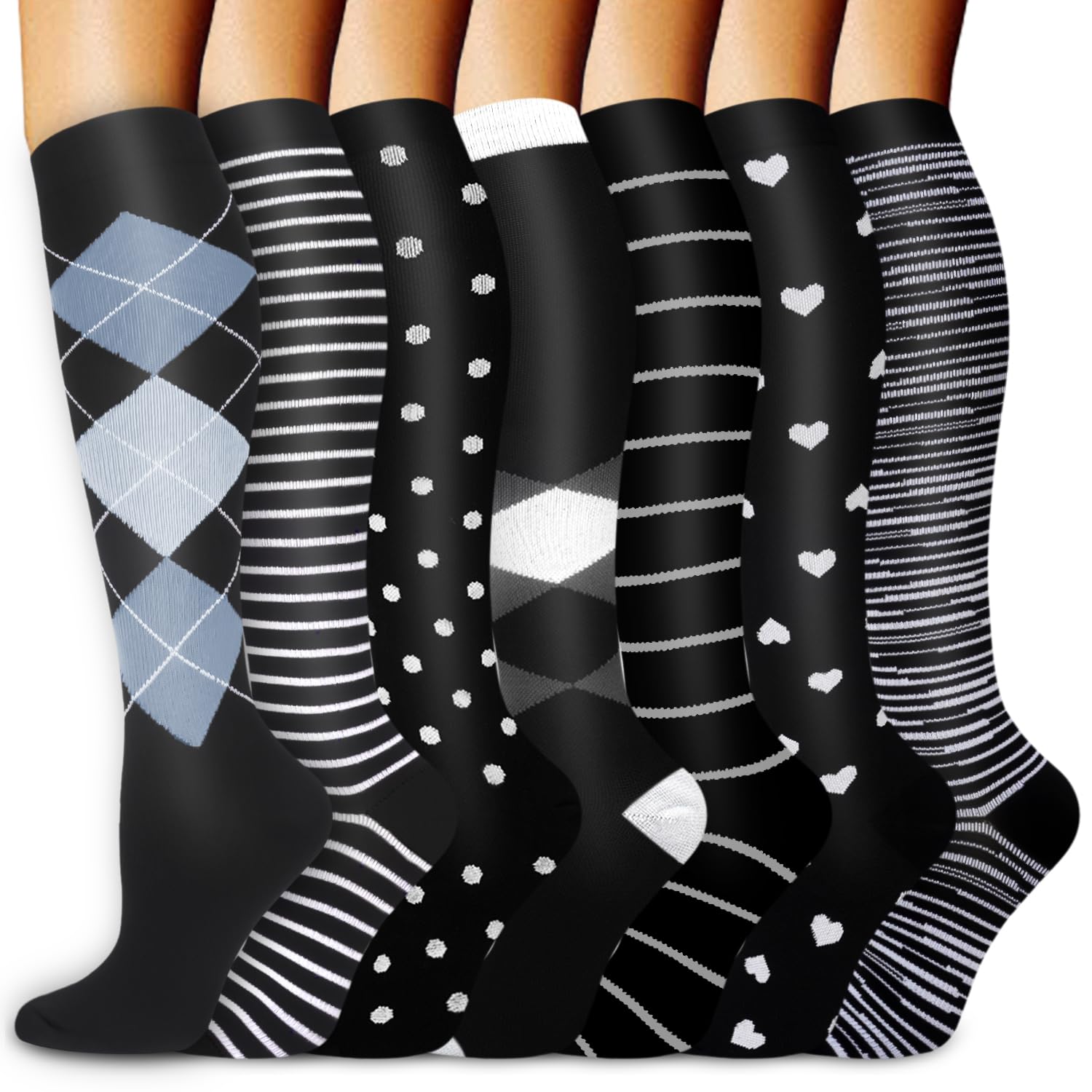 Aoliks Medical Compression Socks for Women & Men, Support Knee High Socks for Running,Nurses,Travel