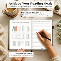 Vista 4 de JXSELECT Diario de Lectura Elegante - Registro de 60 Reseñas de Libros con Portaplumas y Bolsillo Trasero - Rastrea tu Progreso de Lectura - Regalo