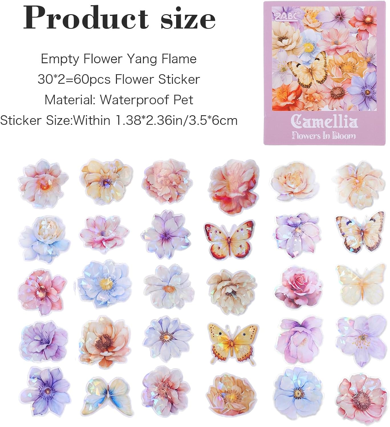 120Pcs Glitter Shiny Flower Stickers for Bullet Journaling Decoupage