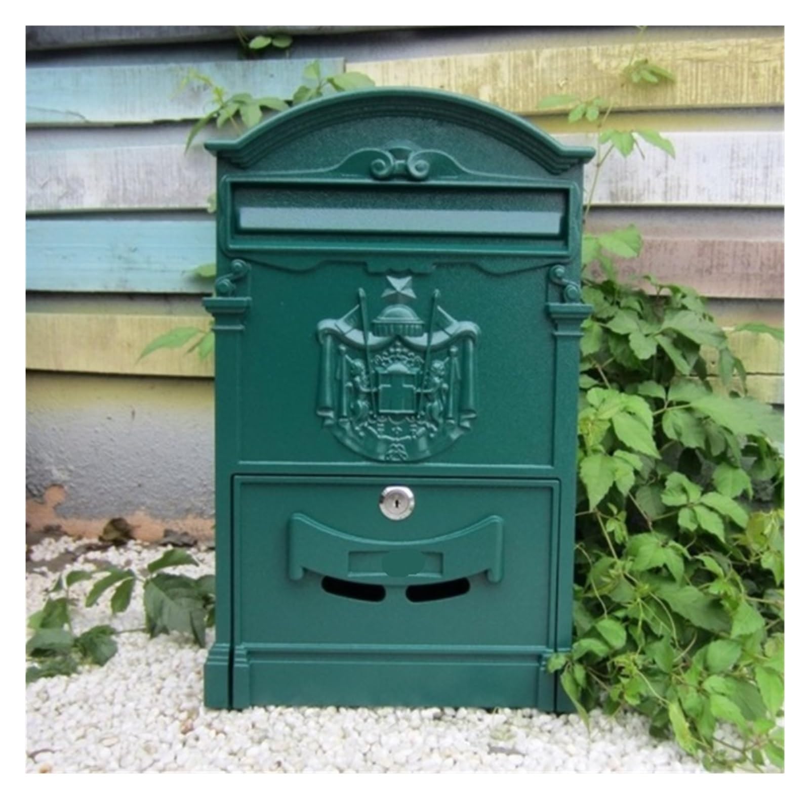 Vintage Letter Box Mailbox Mailboxes Lockable Secure Mail Letter Post Box Vintage Metal Garden Wall-Mounted Mailbox Outdoor Lockable(Grün)