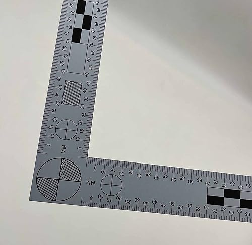 Miniatura 6 de Básculas de referencia reversibles en forma de L (blanco negro), reglas de PVC para pruebas fotográficas, suministro forense para escena del crimen,