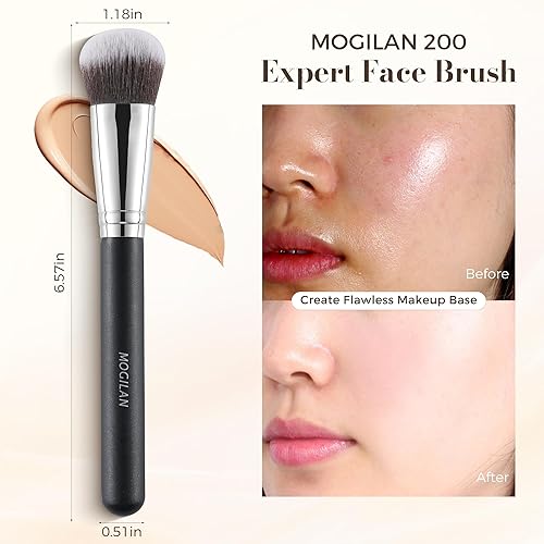 Miniatura 5 de cepillo de maquillaje denso de punta plana para base en crema y polvo líquido, mezcla, contorno, colorete y aplicación perfecta en el rostro