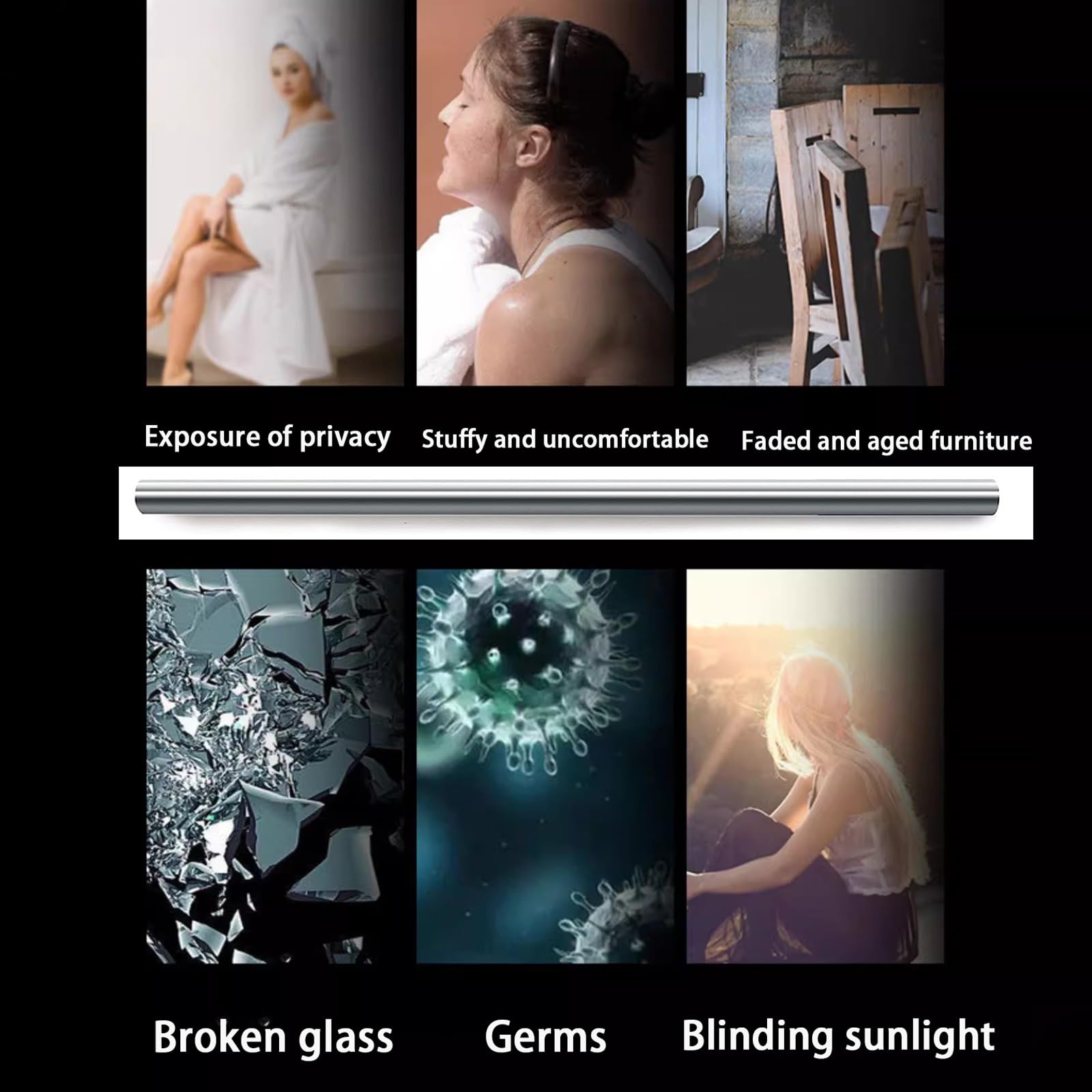 Film à sens unique réfléchissant non adhésif pour fenêtre de maison, bureau, protection UV, contrôle de la chaleur, antireflet argenté (152 x 100 cm)