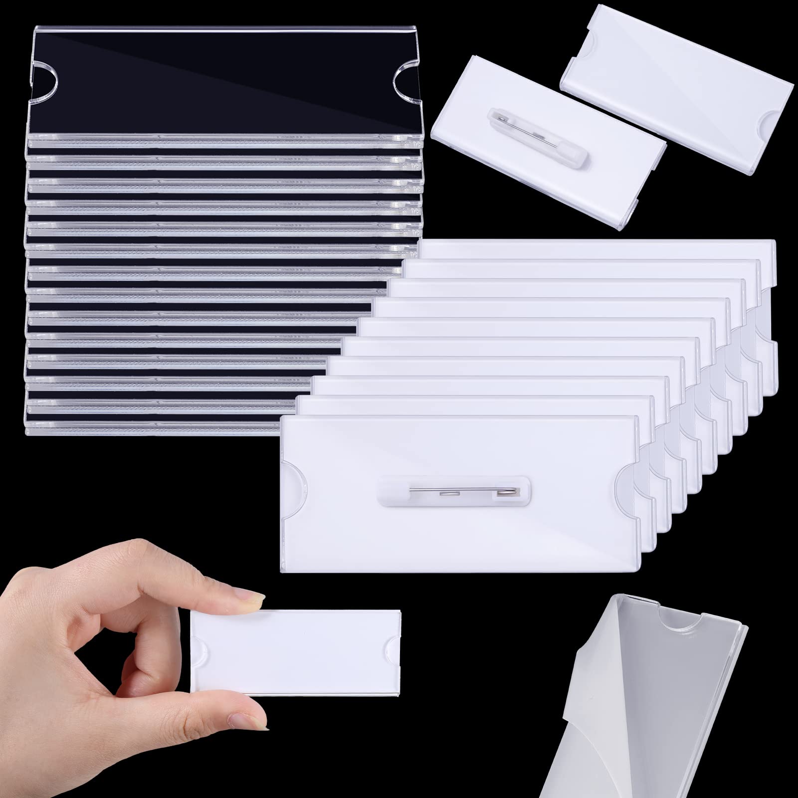 Buy 20 Pack Name Tags Kit Name Acrylic Badge Holder 1 x 3 Inch Clear