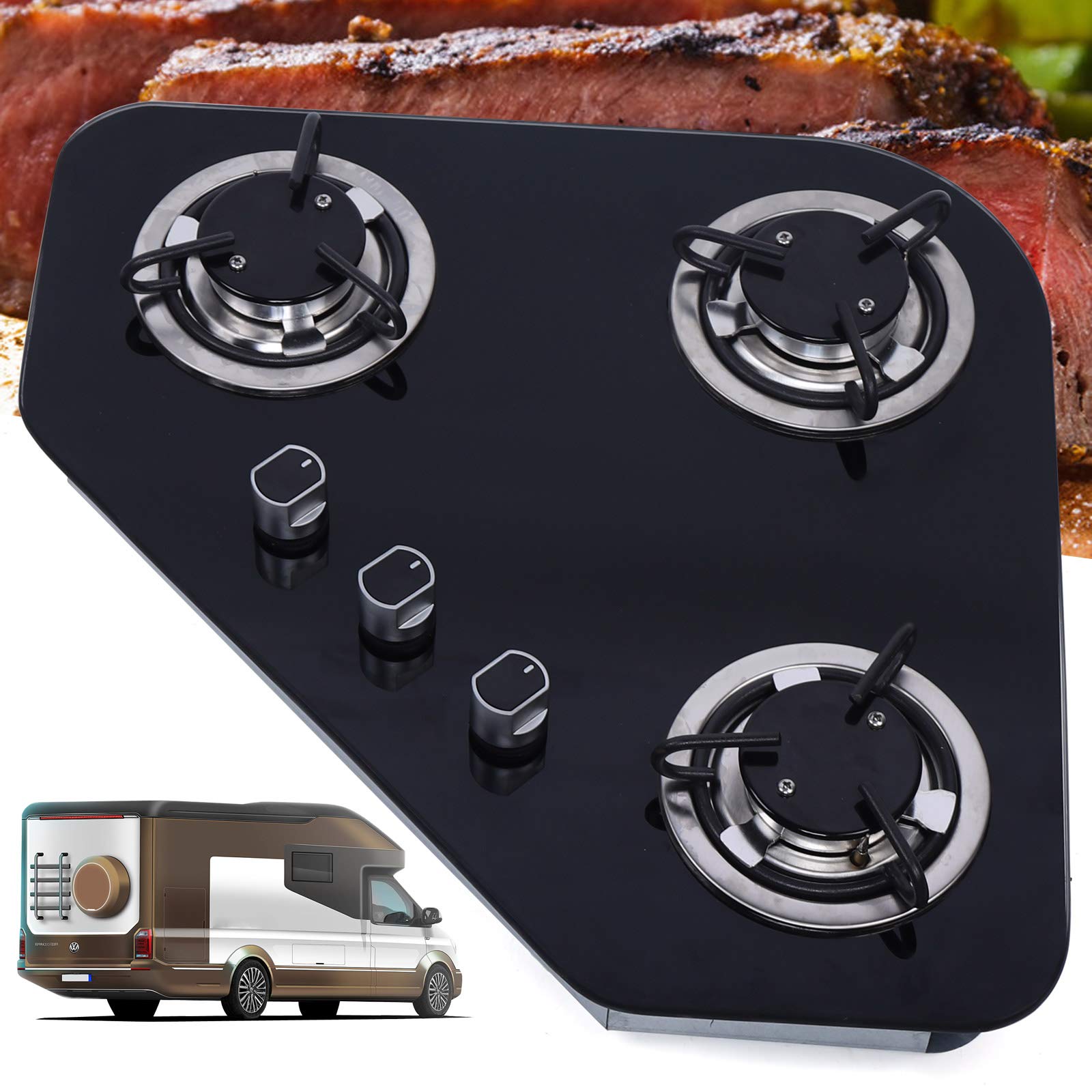 Buy GRB005 Boat RV Caravan 3 Burner Gas Stove Hob With Tempered Glass