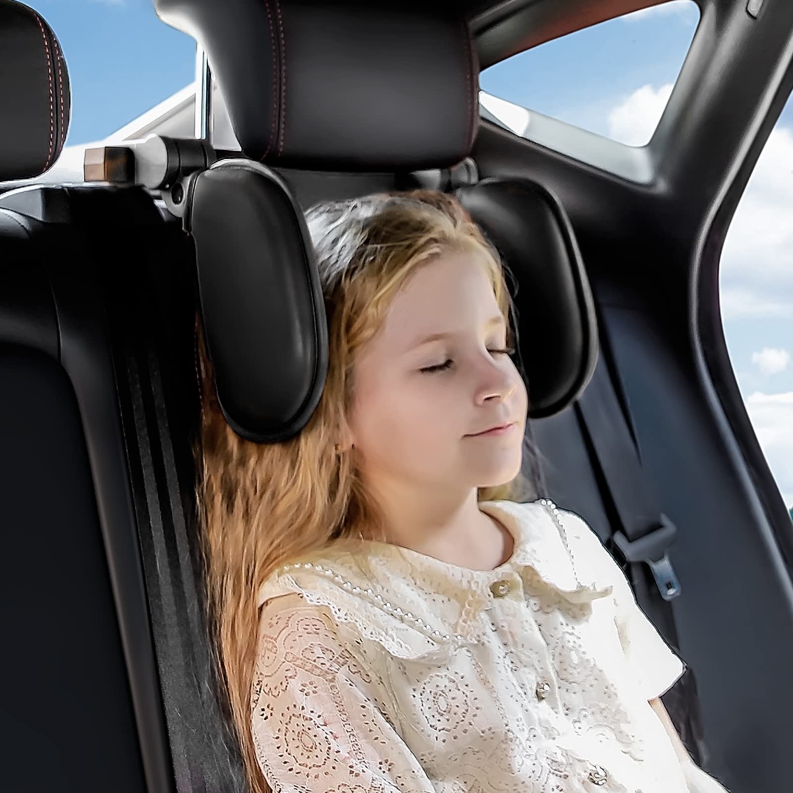 SanLeadCar Headrest Pillow Detachable Road Pal Car Seat Headrest Pillow Adjustable Car Seat Headrest Pillow for Kids and Adults