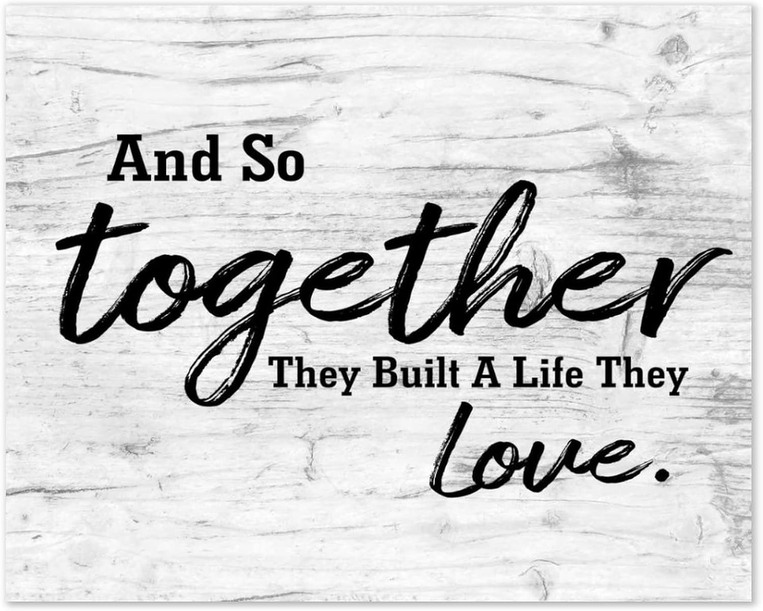 and So Together They Built A Life They Loved Rustic Wall Decor Wood Sign Farmhouse Decor for Home, Wall Pediments, Living Room, Bedroom, Nursery, Entryway Wall Decoration 20x16 in