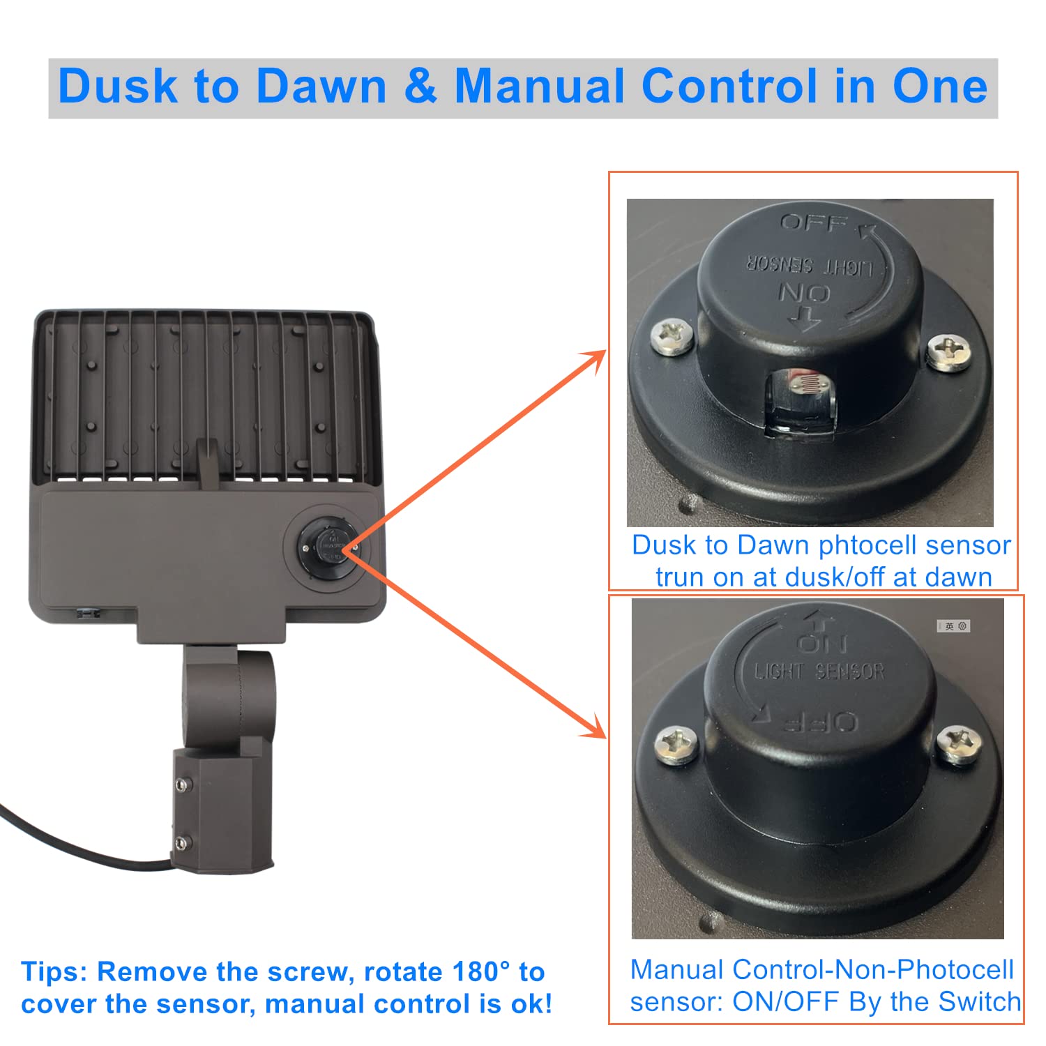 100W Outdoor LED Parking Lot Light with Adjustable Slip Fitter Mount 5000K LED Area Light with Dusk to — view 3