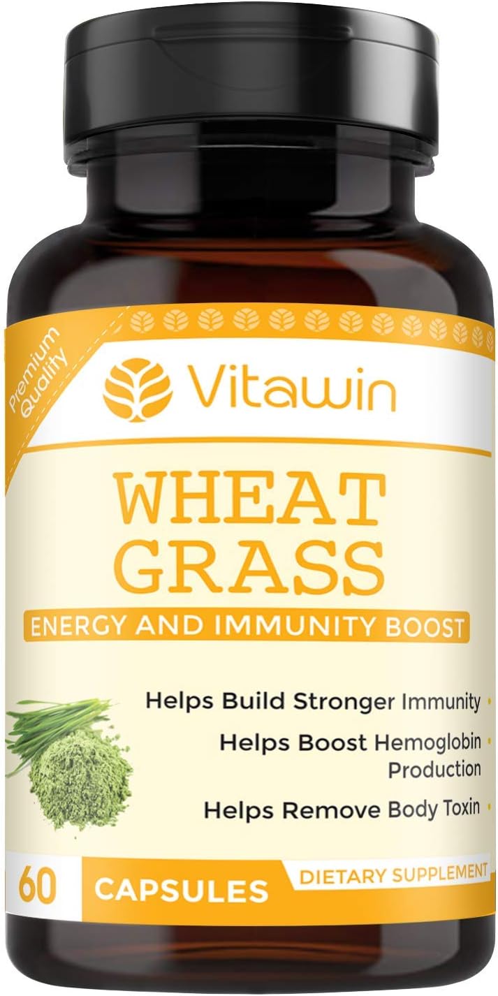 Wheatgrass Capsules for Daily Energy & Wellness | 500 mg | 60 Vegetarian Capsules | Natural Herbal Nutrition Supplement with Antioxidant Support