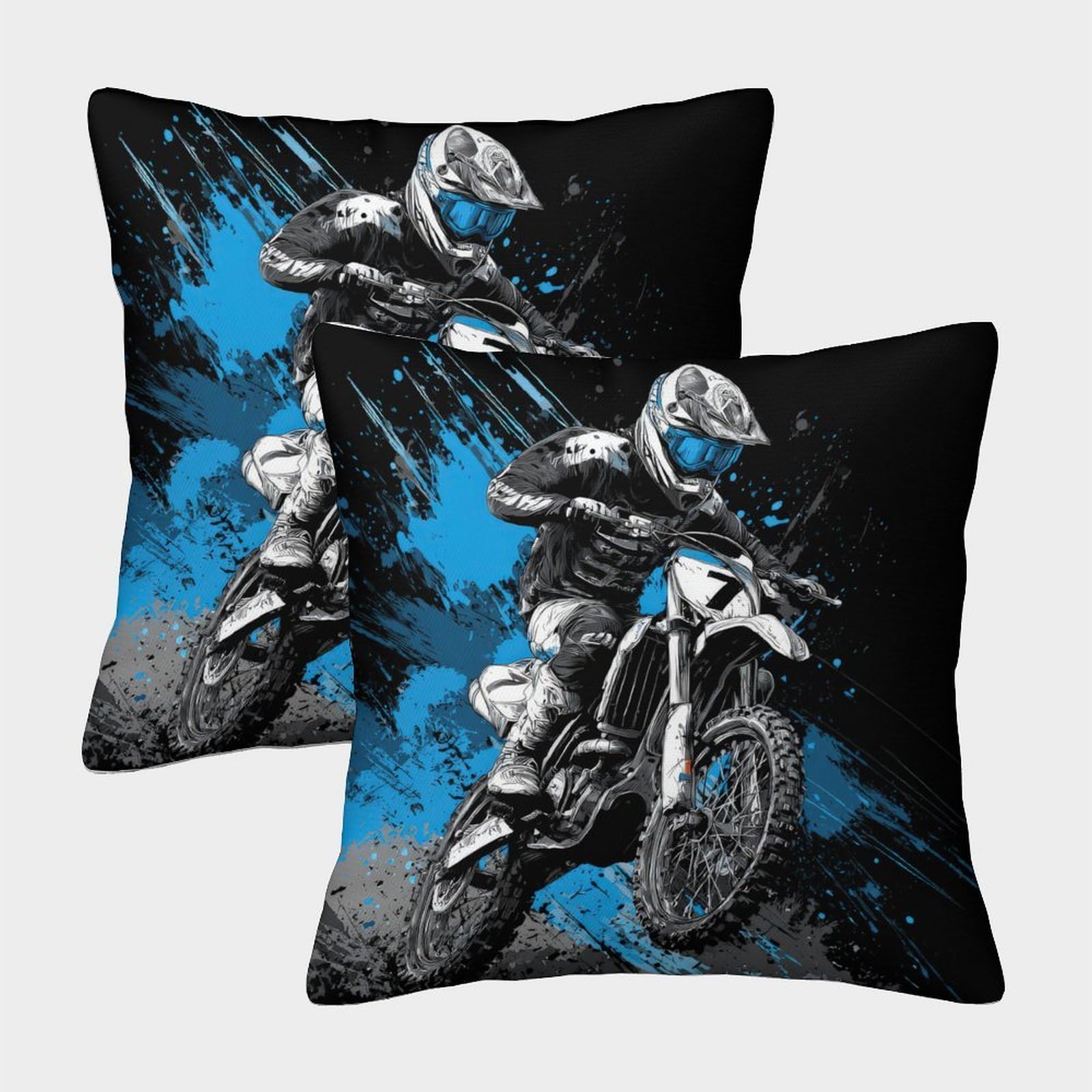 QFVANSIYO Dynamic Motorcycle 3D Printed Microfiber Pillowcase Bedroom Bedding Decor Motorbike Pillow Cover Soft Skin-Friendly for Adults Teens 40x40cm